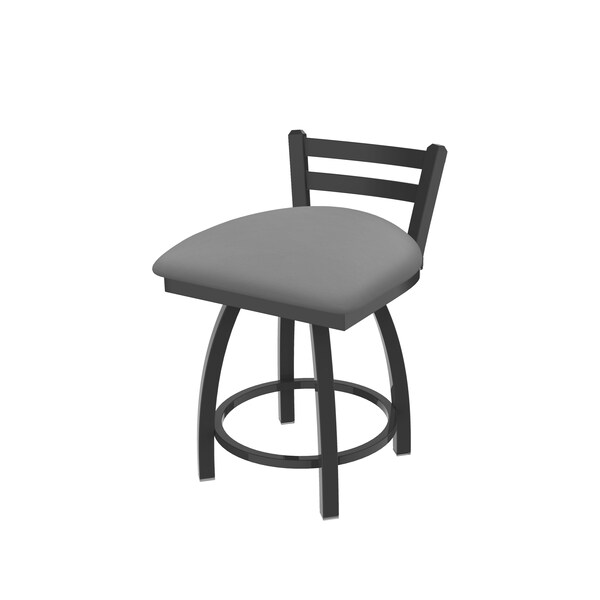 18" Low Back Swivel Vanity Stool, Pewter Finish, Canter Grey Seat